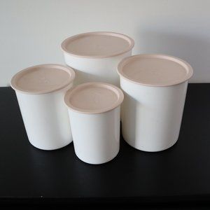 Vintage Tupperware One Touch Blush Pink Nesting Canister Set of 4